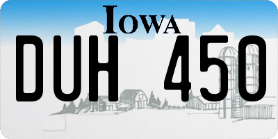 IA license plate DUH450