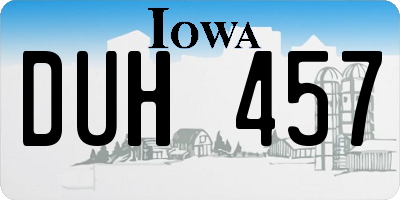IA license plate DUH457