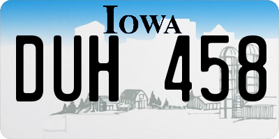 IA license plate DUH458
