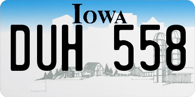 IA license plate DUH558