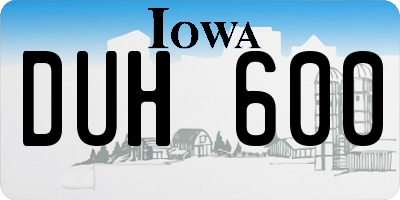IA license plate DUH600