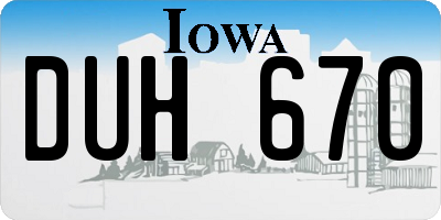 IA license plate DUH670
