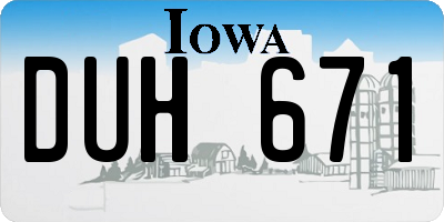IA license plate DUH671