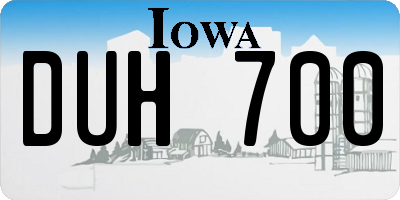 IA license plate DUH700