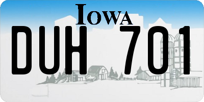 IA license plate DUH701