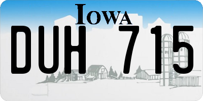 IA license plate DUH715