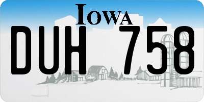 IA license plate DUH758