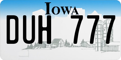 IA license plate DUH777