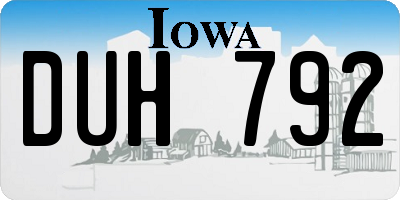 IA license plate DUH792