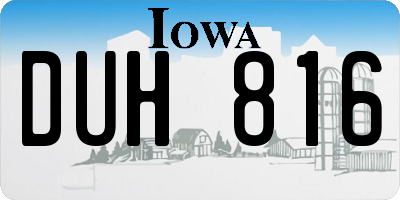 IA license plate DUH816