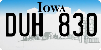 IA license plate DUH830
