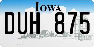 IA license plate DUH875
