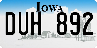 IA license plate DUH892