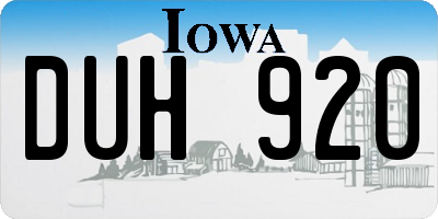 IA license plate DUH920
