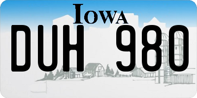 IA license plate DUH980