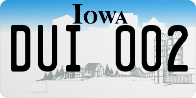 IA license plate DUI002