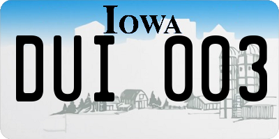 IA license plate DUI003