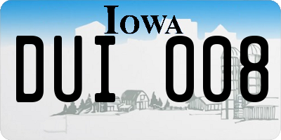 IA license plate DUI008