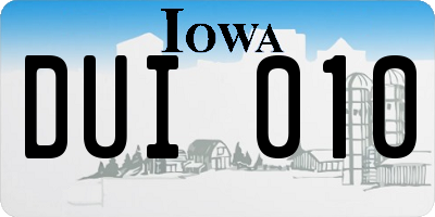 IA license plate DUI010