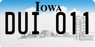 IA license plate DUI011