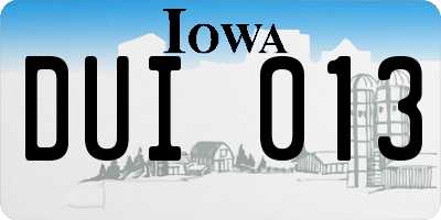 IA license plate DUI013