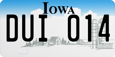 IA license plate DUI014