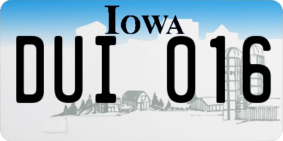 IA license plate DUI016