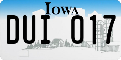 IA license plate DUI017