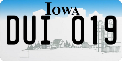 IA license plate DUI019