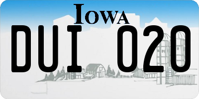 IA license plate DUI020