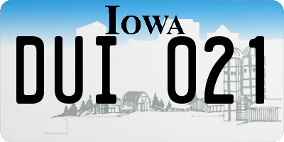 IA license plate DUI021