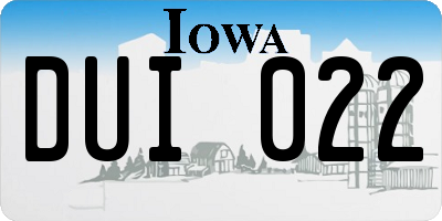 IA license plate DUI022