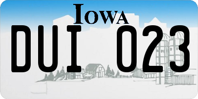 IA license plate DUI023