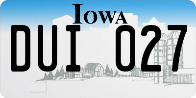 IA license plate DUI027