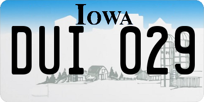 IA license plate DUI029
