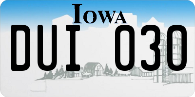 IA license plate DUI030
