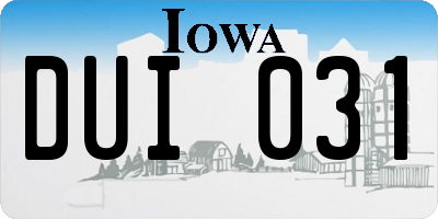 IA license plate DUI031