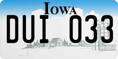IA license plate DUI033