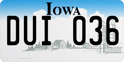IA license plate DUI036