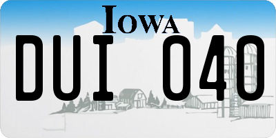 IA license plate DUI040