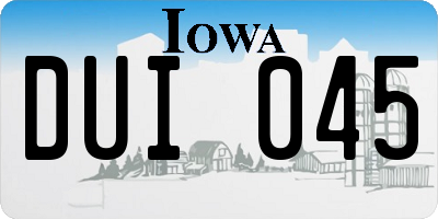 IA license plate DUI045