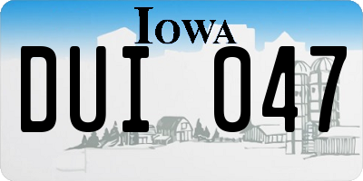 IA license plate DUI047