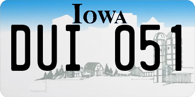 IA license plate DUI051
