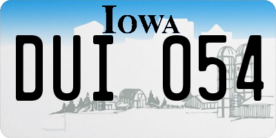 IA license plate DUI054