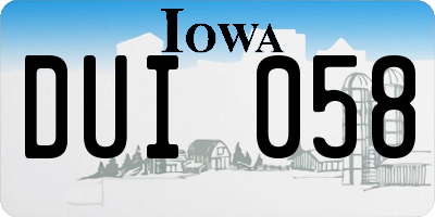IA license plate DUI058