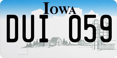 IA license plate DUI059