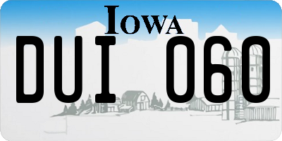 IA license plate DUI060