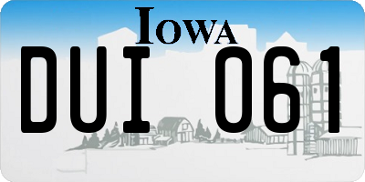 IA license plate DUI061