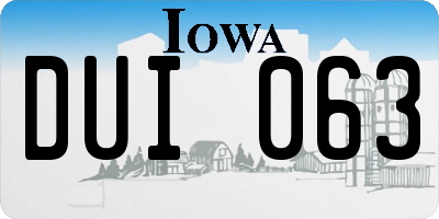 IA license plate DUI063