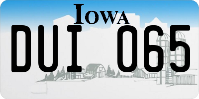 IA license plate DUI065